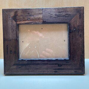 Rustic Dark Wood Picture Frame 5x7 With Glass Front & Stand